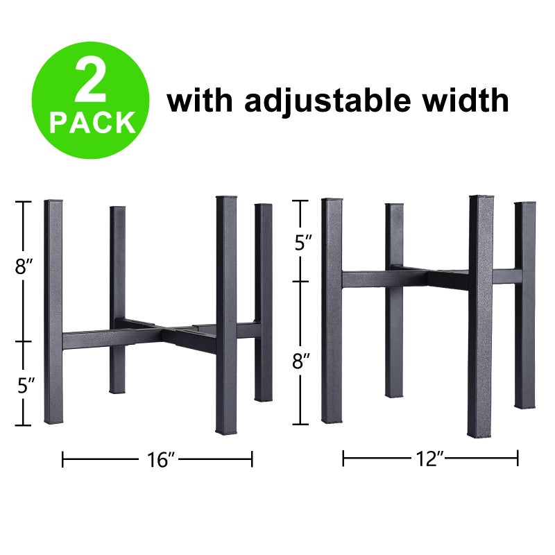 YueTong 2 Pack Metal Plant Stand for Large Plants 12 13 14 15 16 Inch  Heavy Duty Outdoor Plant Stands for Indoor Plants Multiple Tall Black Planter Stands for Patio and Window.Adjustable Width Fits - Image 3